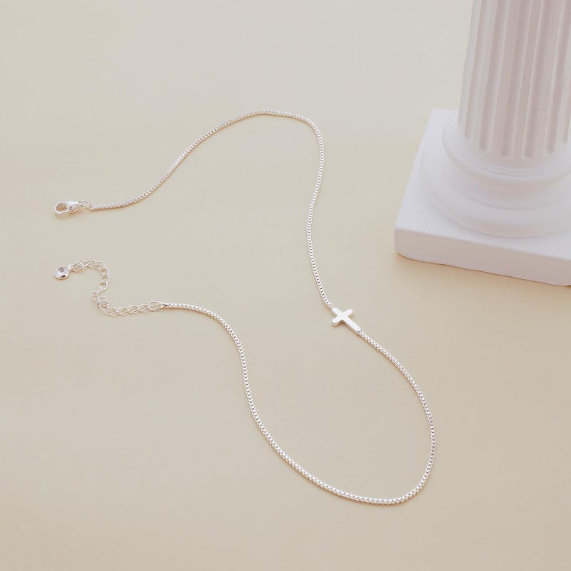 Rotnso Cross Necklace for Women 14K Gold Silver Plated Dainty Small Cross Pendant Choker Simple Trendy Cute Cross Charm Chain Necklace Easter Basket Stuffers Baptism Religious Faith Jewelry Gift - Image 5